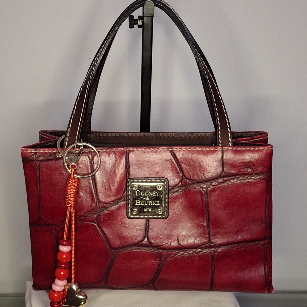 Y2k Dooney & Bourke Red Denison Collection Croc-Embossed Mini Satchel Bag